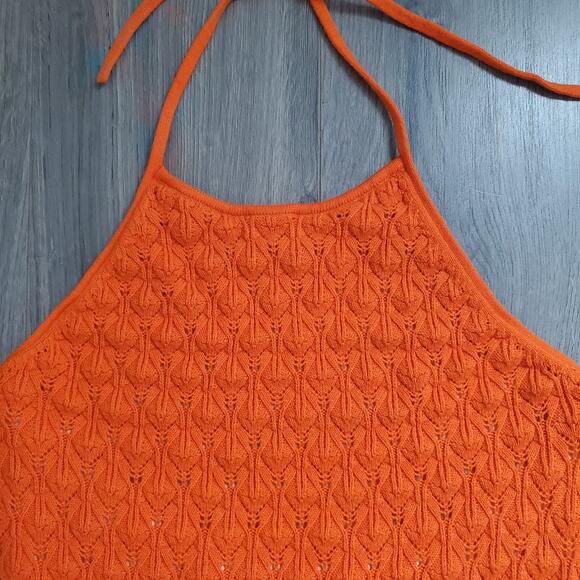 Alice Olivia Dress XL Orange Y2K Halter Bodycon Midi Party Cocktail Beach - Picture 3 of 9